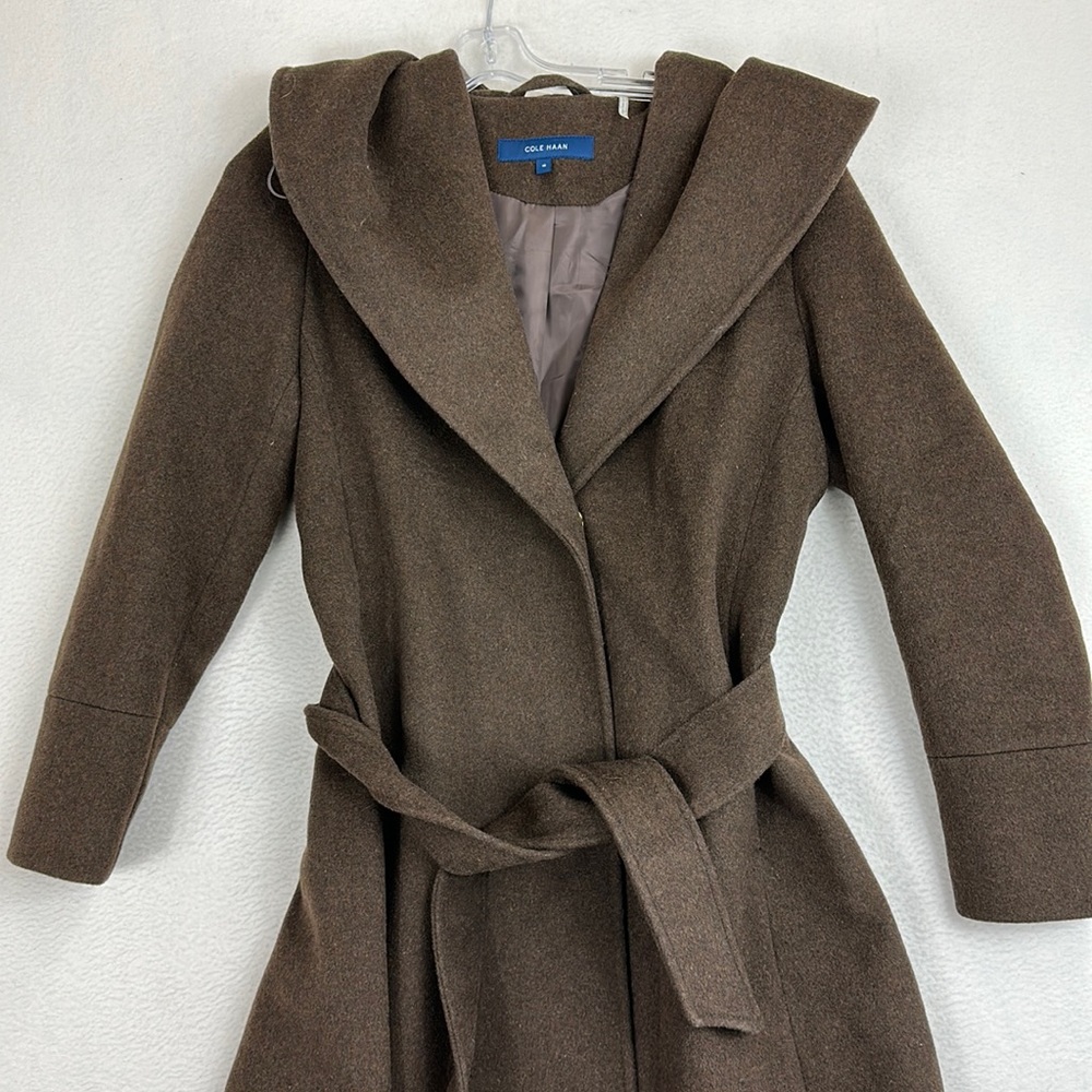 Cole Haan Wool Trench Coat Belted Brown Women’s Size 10